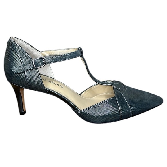 Antonio Melani T-Strap Heels in Dark Silver Gray size 8 1/2 - Picture 1 of 11